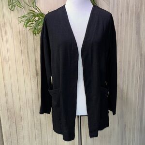 James River Traders Black Open Front Cardigan, Small, Viscose/Spandex NWOT